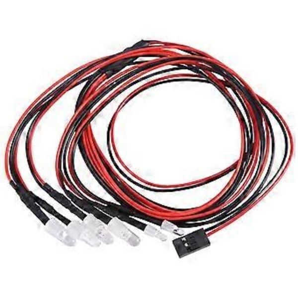 6 LED RC Lyssett for 1/10 RC Bil Lastebil Crawler RC Modell Drift Bil Frontlykt Baklykt, 5mm & 3mm, Hvit Rød Blå