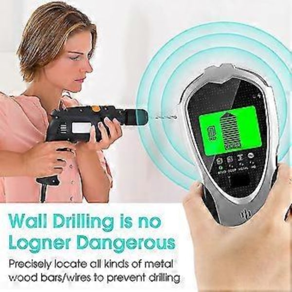 Kabel Finder Vægscanner Detektor 4 I 1 Multifunktionel Med LCD Display Lydalarm, Metal Detektor