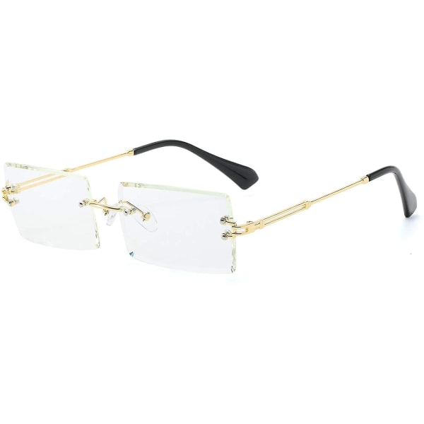 Rimless rektangulära solglasögon ultralätt metallram glasögon mode fyrkantiga