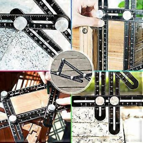 Snickeriverktyg Aluminiumlegering Multifunktionell Flyttbar Fyrdubbel Linjal Mätvinkelmätare