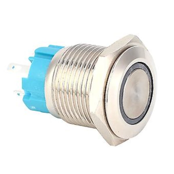 2 kpl 12~24VDC Painonappikytkin 16mm Itselukittuva Metallinen Painonappikytkin Valolla Valkoinen