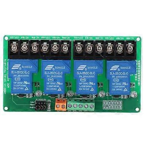 Relémodul 4 Kanal Krets Automatisk Kontroll Høy Lav Nivå Trigger Elektronisk Komponent 5V