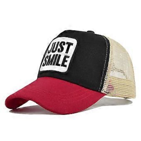 Andningsbar keps med broderad mesh baseballkeps JUST broderi böjd brätte hatt sommarsolskydd meshkeps