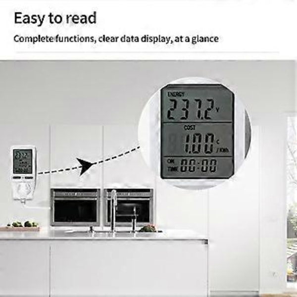 Wattimittari Virrankulutusmittari Pistoke LCD Sähkönkulutusmonitori Sähkötehonkulutus Wattimittari Testeri 230v