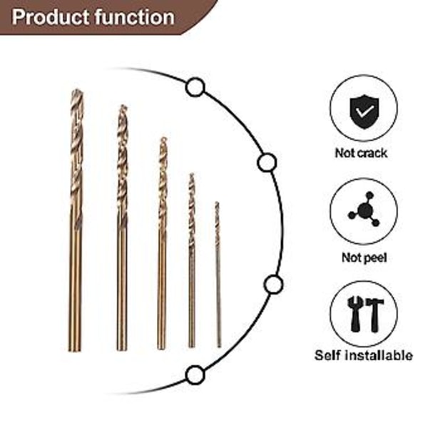 50st Force Tools M35 Kobolt Borrsats, HSS-Co Set 1-m, för Ing På Ste