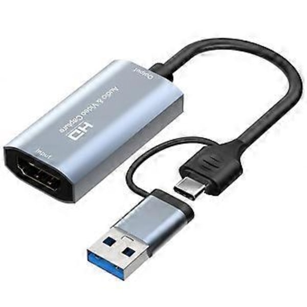 4K -Yhteensopiva Type-C+USB-videokaappauskortti 1080P USB-tietokonepelien suora ääni- ja videokaappauskortti 4K-tallennus