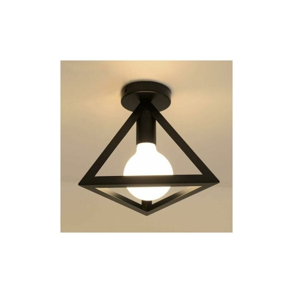 STOEX Industrial Retro Metal Cube Black Iron Ceiling Light, Pendant Light Fixture for Living Room Bedroom Cafe Bar Restaurant Dining Room - Triangle