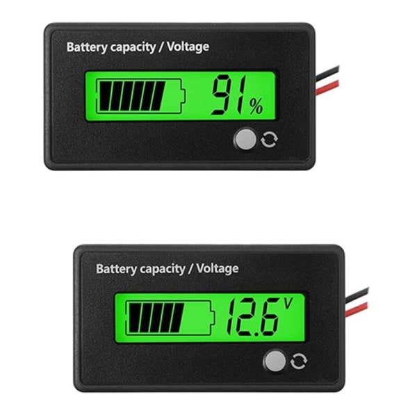 2 st DC 12V 24V 36V 48V 72V Batterikapacitet Spänningsindikator Blysyra Litiumjon Batteriindikator