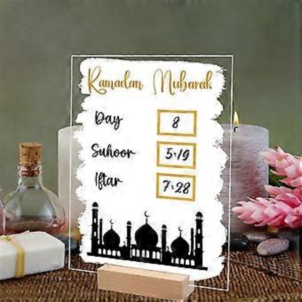 3 KPL Ramadan Pöytäkoriste Eid Mubarak Akryyli Kuu Tähti Linna Pöytäkoriste Ramadan Islamilainen Juhla Kotikoriste, D