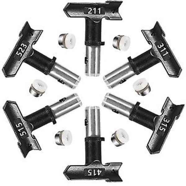 6 stk. Reversibss Er Dysespisser og 12 stk. Tippedninger for Less(211, 311, 315, 415, 515, 523)