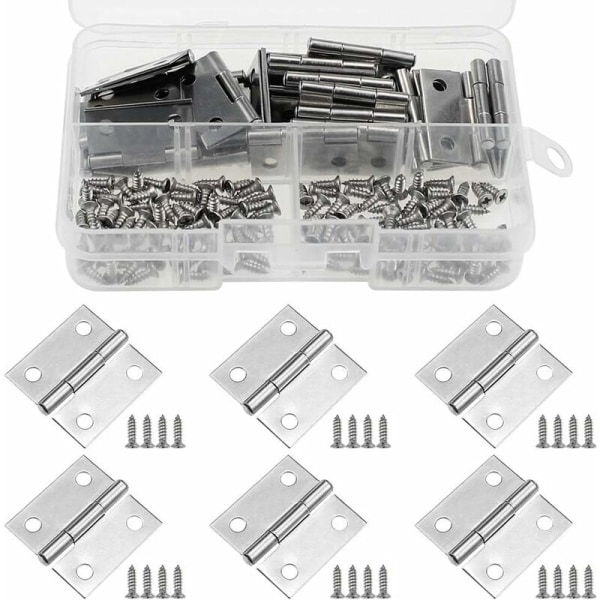 30 stk. Mini hængsel 25mm rustfrit stål Butt dørhængsler Miniature møbelbeslag Dørhængsel med skruer til DIY smykkeskrin dukkehus