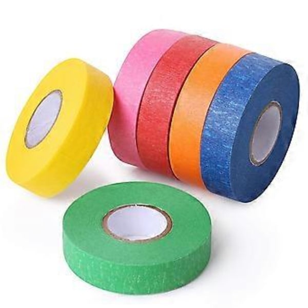 Farvet malertape, farvet malertape til kunst og håndværk, 6 stk.