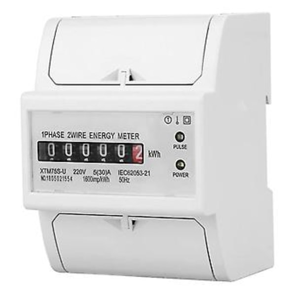 220v Din-skinne Elektriker Måler, Digital 1 Fase Elektriker Måler 2 Ledning 4p, Xtm75s-u Elektriker Måler Kwh