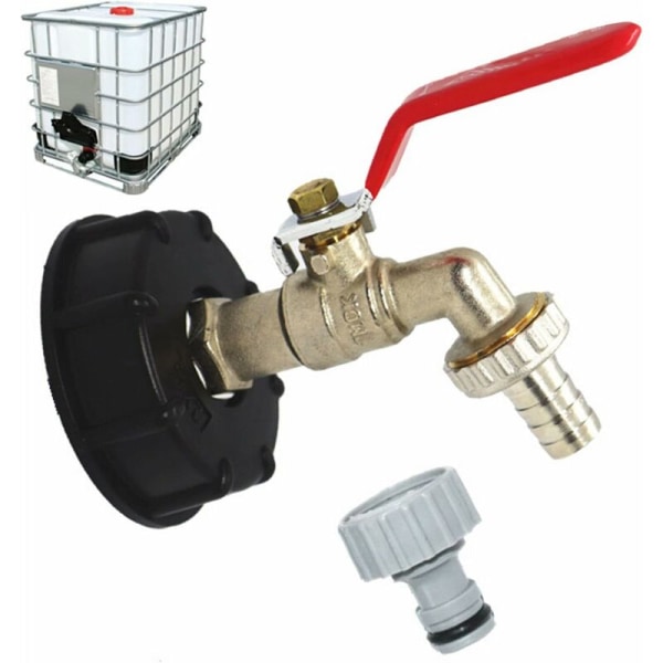 Tank Tap 1000L S60X6 IBC Tap Connector med 1/2 slangekobling, avløpstankadapter, for hagekran, for tankadapter (1 stk)