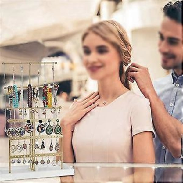 Smyckesorganisatör Bordsskiva Smyckeshållare 6-vånings Smyckesträd Displayställ med Bricka, För Örhängen Halsband Armband Guld
