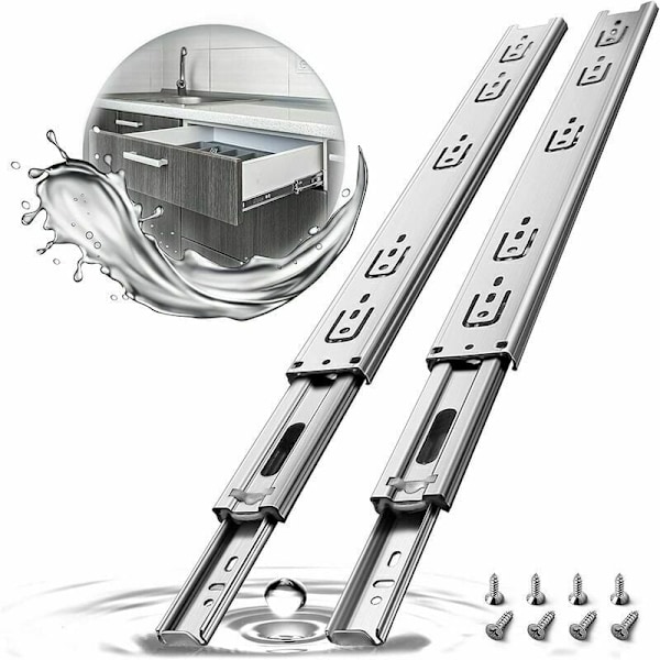 300mm Metal Ball Bearing Drawer Slides, Stainless Steel, Load Capacity 45KG 1 Pair(2pcs)