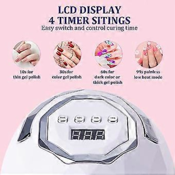 280W UV LED Nagellampa, med 66 Lampor, snabbtorkande (vit)