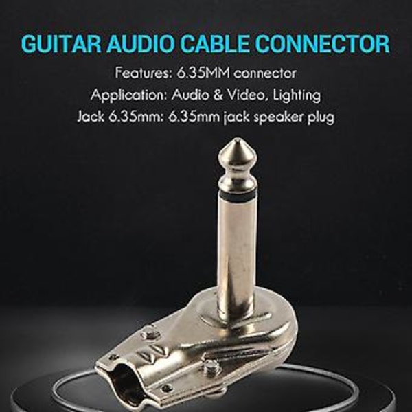 10 stk. 90 graders højre 6,35 mm Mono 2-polet stik 6,35 mm Guitar Phono Pancake 1/4 tomme Conne