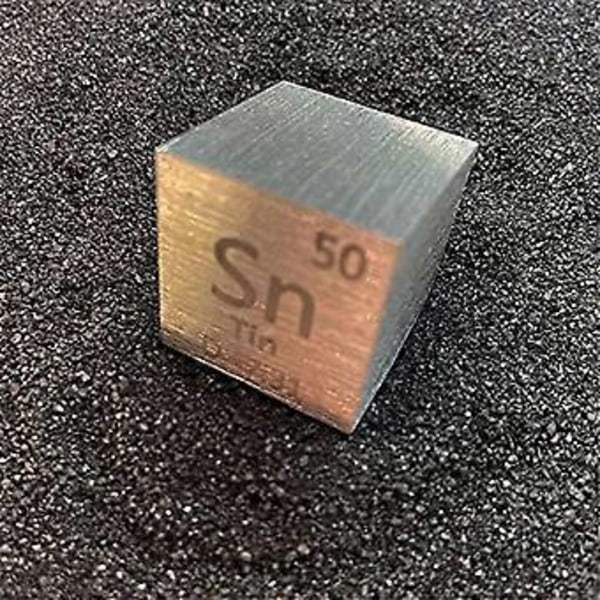 Tin Elements Sn Densitet Kube - Elements Collection Periodiske System - Lab Eksperiment Materiale DIY Display, 10mm / 0.39Tommer