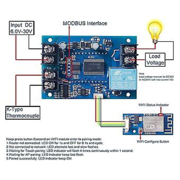 12v Digital Temperatur, Wifi App Højtemperaturmodul -99 Celsius