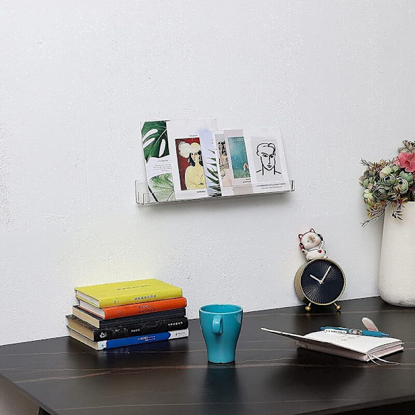 6 stk. Akryl gjennomsiktig flytende hylle, usynlig vegg hylle, moderne bilde display leketøy arrangør plateholder