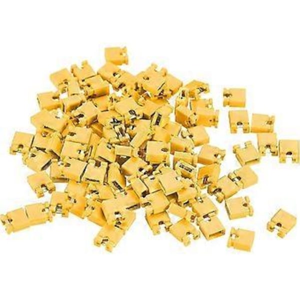100 st 2,54 mm Standard Stiftlist Jumper Hätta Kortslutningsanslutning Hätta Mini Micro Jumper Brygga Plugg Gul