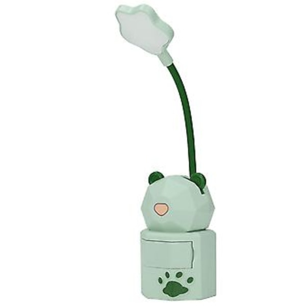 LED Tegneserie Skrivebordslampe Øyebeskyttelse Leselys Nattlys USB-Lading Bordlampe for Soverom Hybel Grønn
