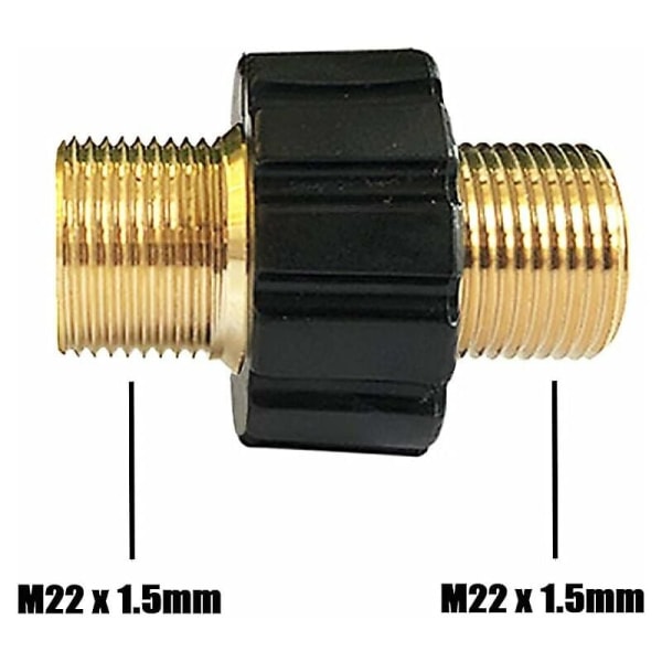 Metrisk M22 Hanekstern Slange Hurtigkobling, M22 x 1,5 Hanekobberadapter, Dobbelt Nippel 22mm Kobling til Højtryksvask