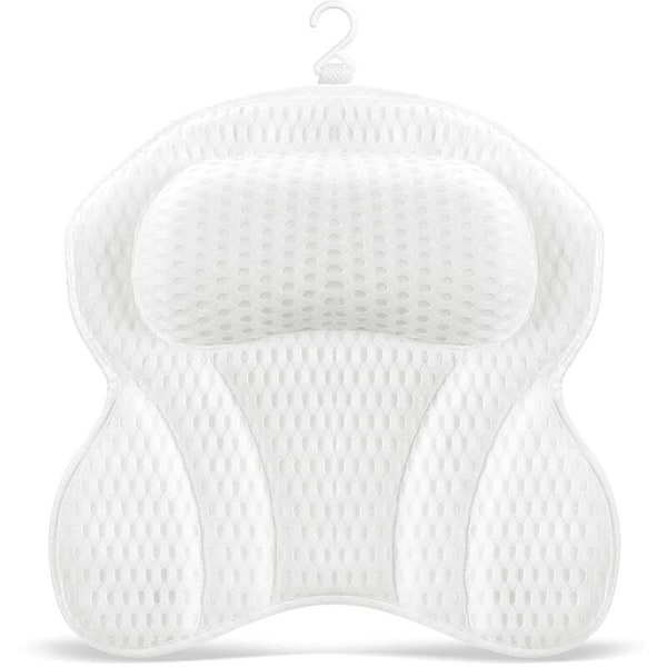 Ergonominen ylellinen kylpytyyny 4D Air Mesh -teknologialla ja 6 imukupilla, tukee päätä ja selkää, sopii kaikkiin kylpyammeisiin, porealtaisiin ja koteihin