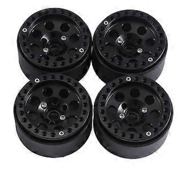 4 KPL 1.9 Metallinen Beadlock 8 Pyöreä Reikä Vanne 1/10 RC Crawler Axial SCX10 90046 AXI03007 TRX4 RedCat D90:lle, Musta
