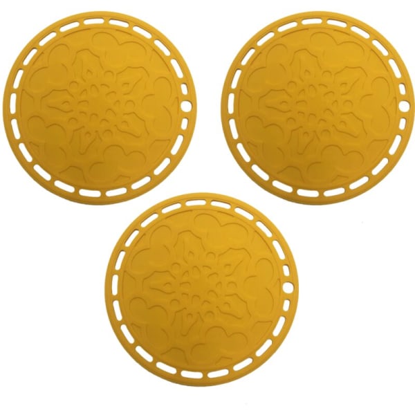 Big Round Silicone Trivets Mats for Hot Dishes and Hot Pots, Hot Pads for Pot Holders, Spoon Rest Place Mats Set Yellow