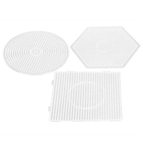 3 stk. Plastperlebrett for barn: Firkantet Rund Heks 5 mm Store Smelteperlebrett for Håndverksmaler