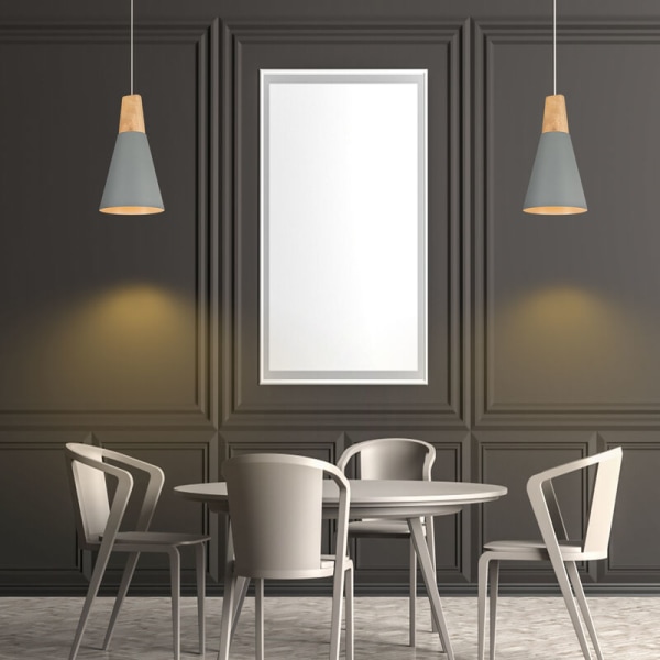Moderne enkel loftslampe i metal og træ - Justerbar DIY-pendellampe i grå - 2 stk.