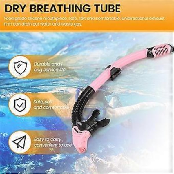 Tørr snorkel tube lett pusting dykking sprutbeskyttelse toppventil svømming undervannsutstyr for voksne menn kvinner C