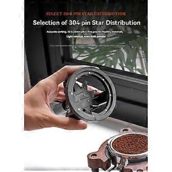 WDT-työkalu espressokahvin sekoitin jakelija säädettävä syvyys espressosekoitintyökalu pyörivä kahvijauhe neula 53mm