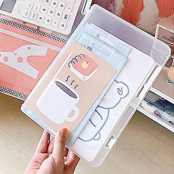 Transparent Filbox Bärbar Projektväska Vattentät Dammtät Dubbelspänne Filskyddsfodral Organizer för Kontor Skola Bibliotek