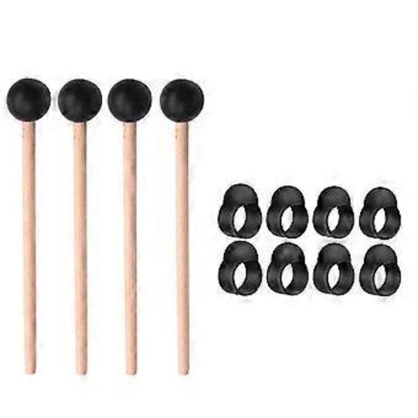 8 st Fingerplektrum för Stål Tongue Drum, Fingerhylsor Handpan med 4 st Ethereal Drum Trumstockar Kit Pe