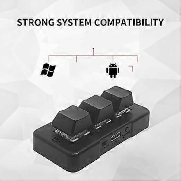 MK321G 3-knapps Mini Anpassningsbart Mekaniskt Tangentbord Blå Switch USB & 2.4G Trådlöst Dual-Mode för OSU Spel Multimedia Svart