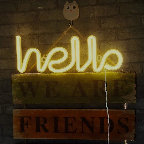Led Hello Form Neon Bokstavsskylt Neon Bokstäver Ljus Dekorativ Konstljus Väggdekor För Babyrum Jul Bröllopsfest Tillbehör Varm Whi