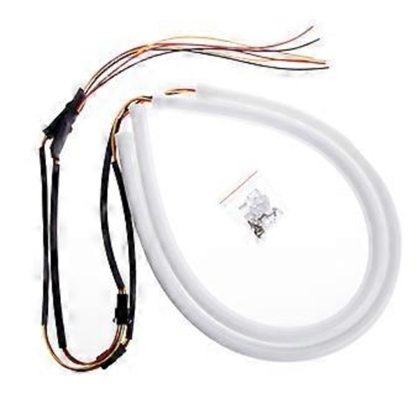 Nye 2 stk. 45 cm Hvide til DC 12V Amber Tube Switchback Forlygte LED Strip DRL Til