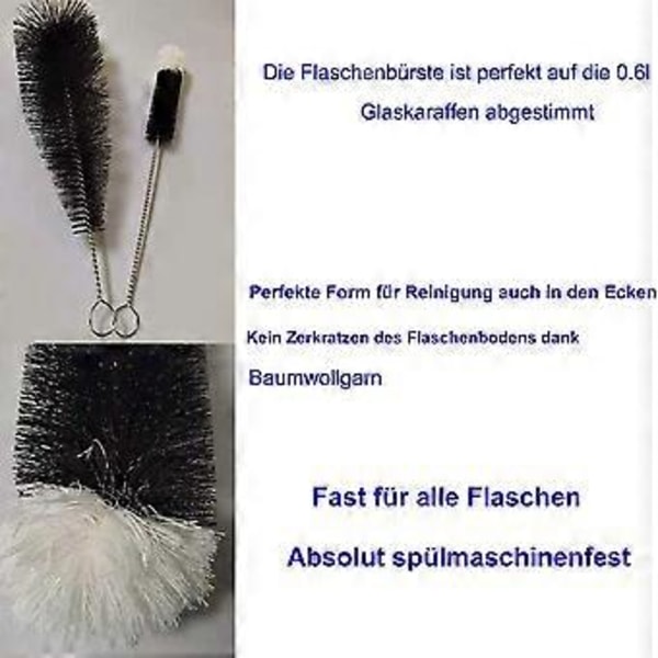 Flaskebørste for rengjøring av glassflasker, med ull for babyflasker, bobleflasker og drikkeflasker
