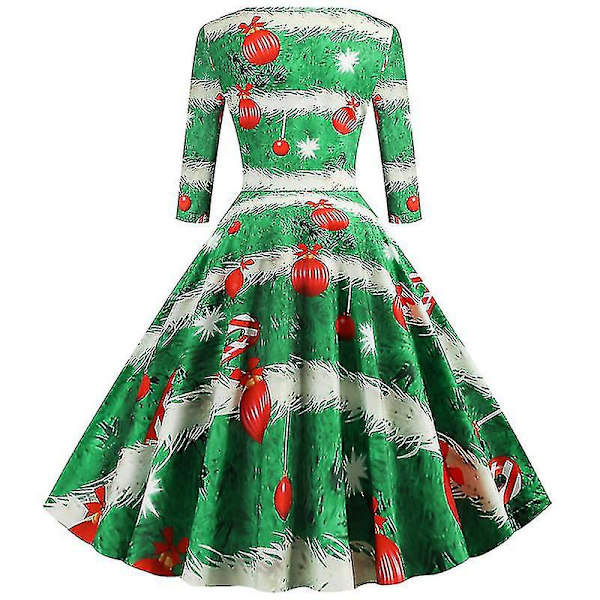 Naisten jouluaiheinen retro-rockabilly-swing-mekko, juhla- ja midihame