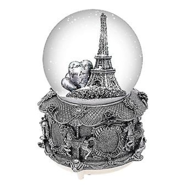 Pariisi Eiffel-torni lumipallo-soittorasia automaattisella lumisateella ja värikkäillä valoilla, 100mm 15cm korkea