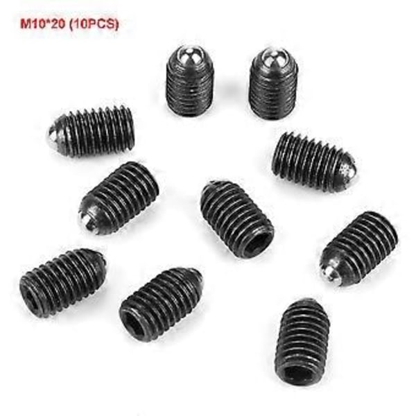 10 stk. M10 Gevind Hex Socket Kulstofstål Kugle Fjederstempler Sæt (M10*20)
