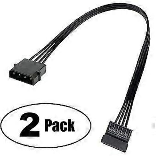 Molex IDE 4 Pin Han til 15 Pin Hun SATA Strøm Konverter Adapter Kabel Harddisk HDD SSD Strømforlængerkabel, 2 Pakke