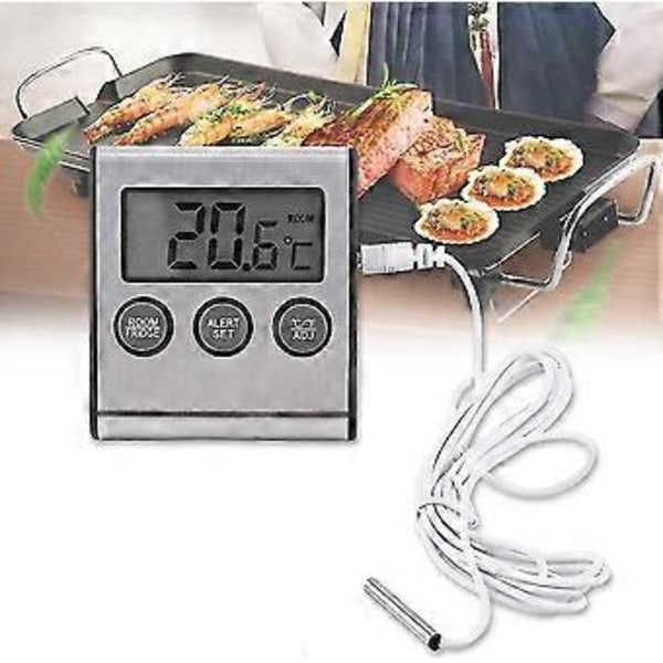 Kylskåpstermometer, Digital LCD-termometermonitor med sond Temperatur Kylskåpstermometer -50 till 70