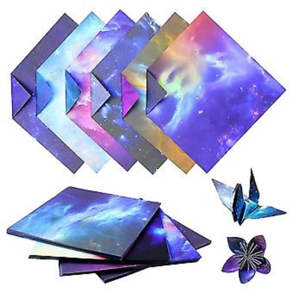 200 ark Galaxy Space Stars Mönster Origami Papper, Dubbelsidigt Färgat Origami Papper För Konst Cr