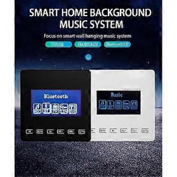 86 Bluetooth Mini Hjemme Bakgrunnsmusikksystem Er Kompatibelt med Veggmontert Forsterker Berøringstast for FM TF Hvit