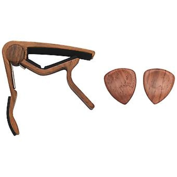 Gitarr Capo Inkluderar Plektrum av Äkta Trä (2) Set För Akustisk Gitarr, Elgitarr Snabbt Byte För