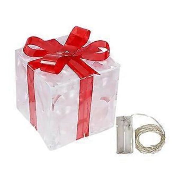 Julglödande Presentaskar Dekoration Ornament med Rosett Belysningslåda Utomhusbelysning Jul 2024 Hem Gård Dekor A